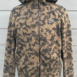 NIKE Hoodie Sweatshirt | Camouflage Camo Full Zip Athletic Logo | Mens Medium